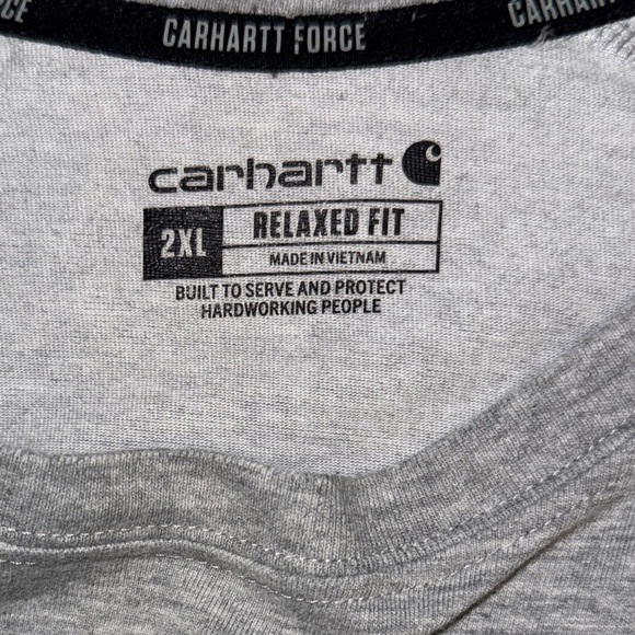 Carhartt Force Relaxed Fit Long Sleeve T-Shirt 2XL Gray Pocket Tee - Picture 10 of 10